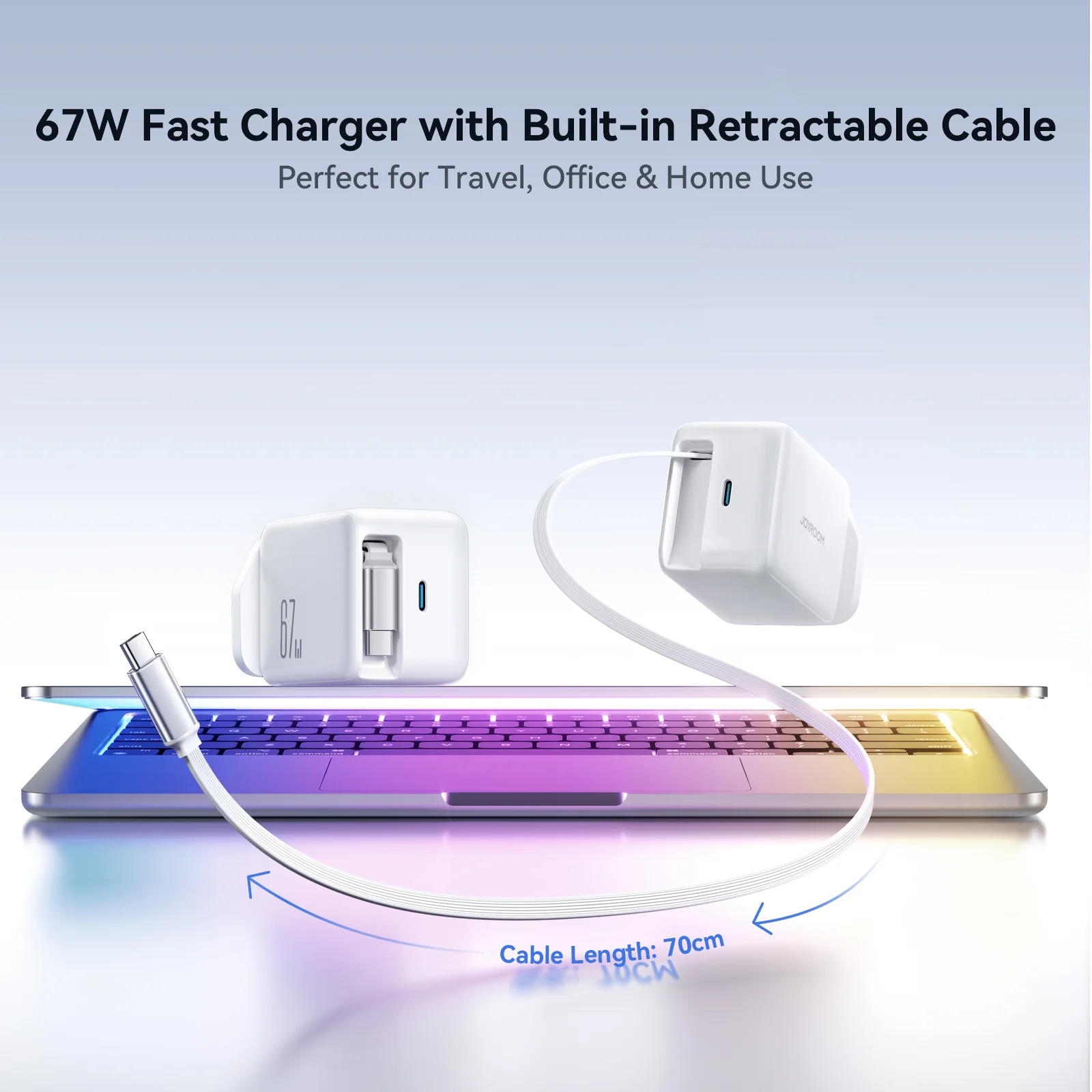 JR-TCL06 67W GaN Charger with Retractable Cable /EU/UK-White - Image 5