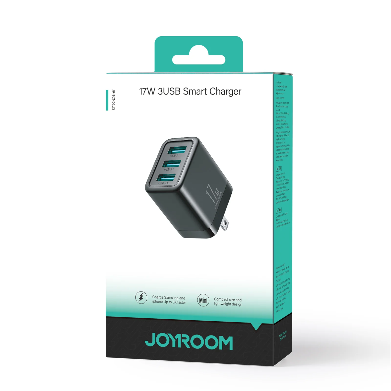 JR-TCN02 3.4A 3USB Charger-Black EU/UK/US - Image 4