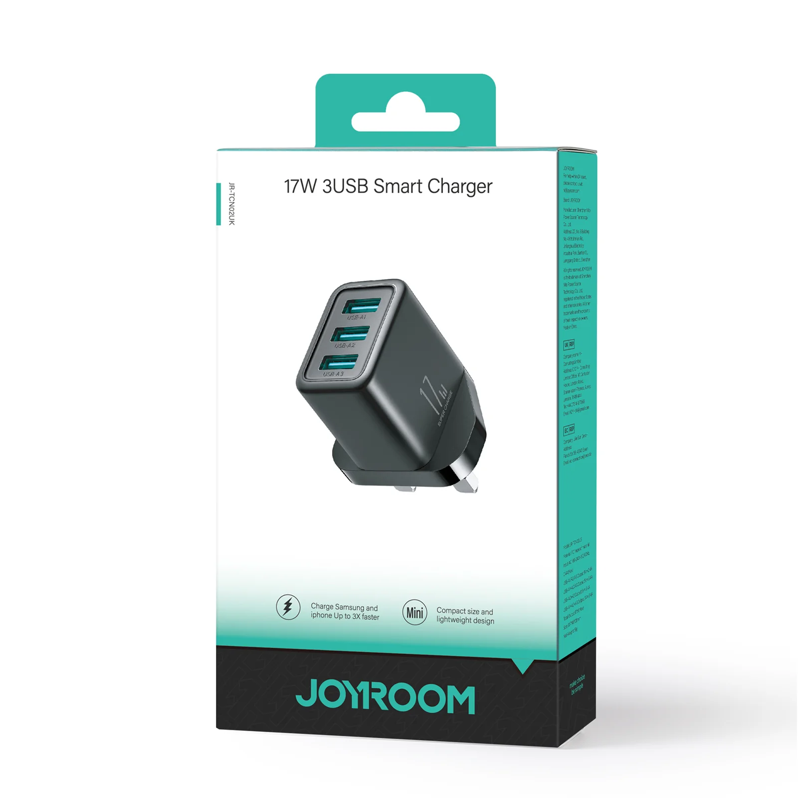 JR-TCN02 3.4A 3USB Charger-Black EU/UK/US - Image 5