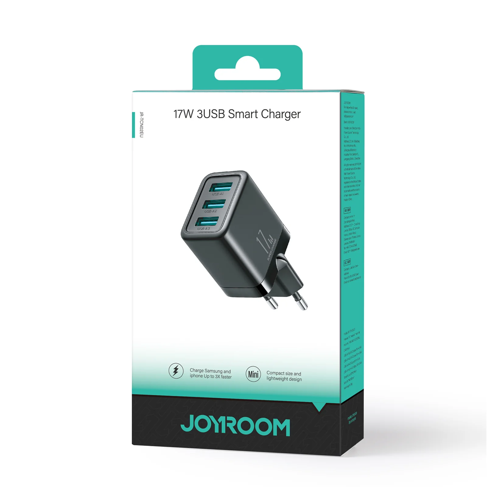 JR-TCN02 3.4A 3USB Charger-Black EU/UK/US - Image 6