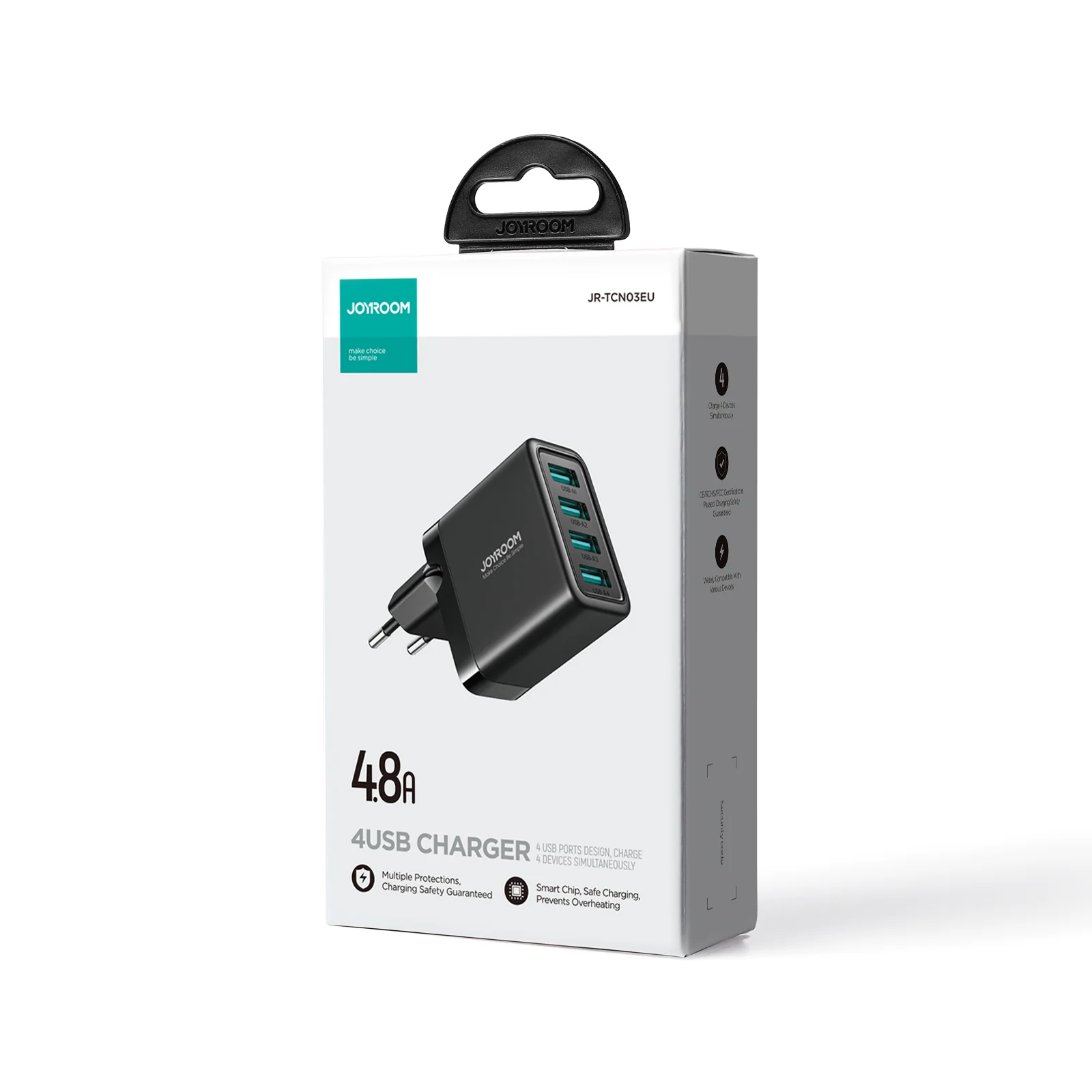 JR-TCN03 4.8A 4USB Charger-Black EU/UK - Image 5