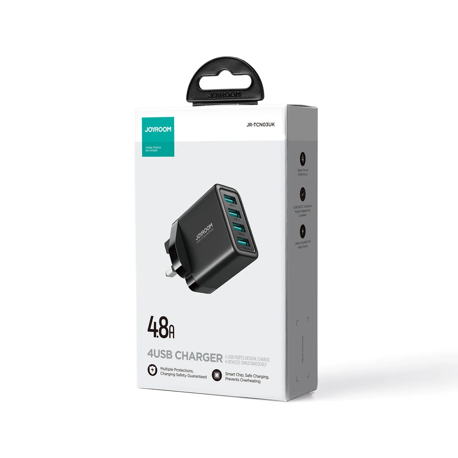 JR-TCN03 4.8A 4USB Charger-Black EU/UK - Image 6