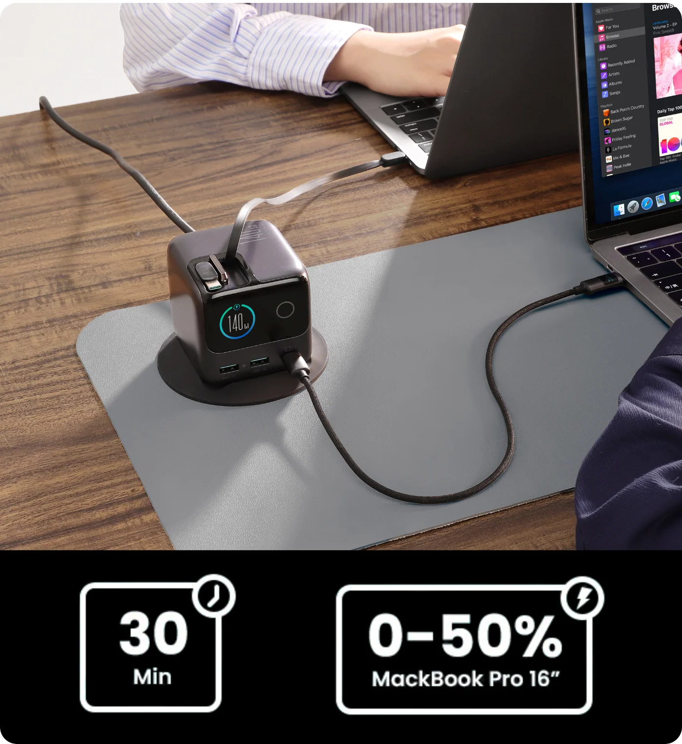 JR-TRD01 JOYROOM PODIX 140W 5-Port Desktop GaN Charger-Dark Gray - Image 13