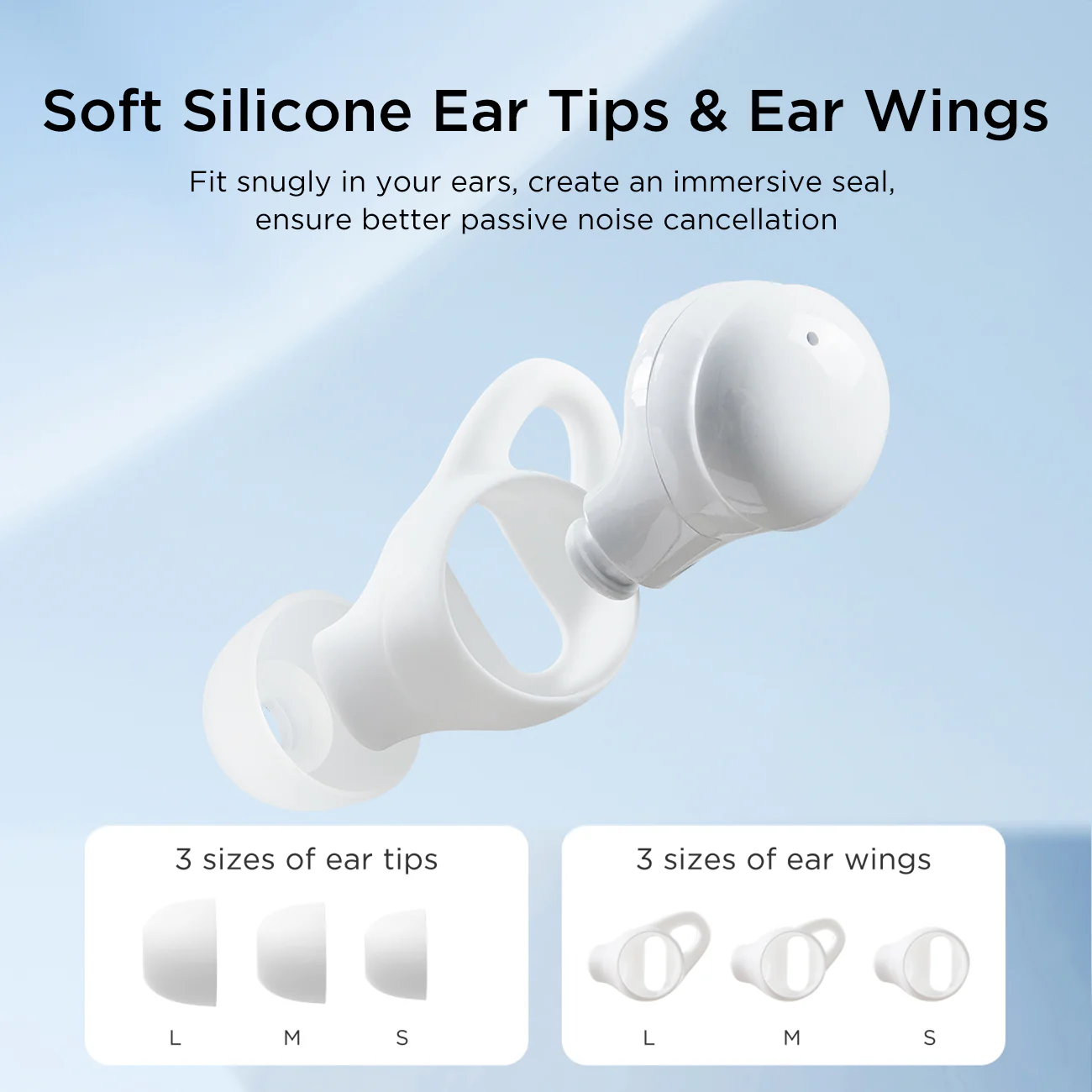 JR-TS2 True Wireless Sleep ANC Earbuds-White - Image 5