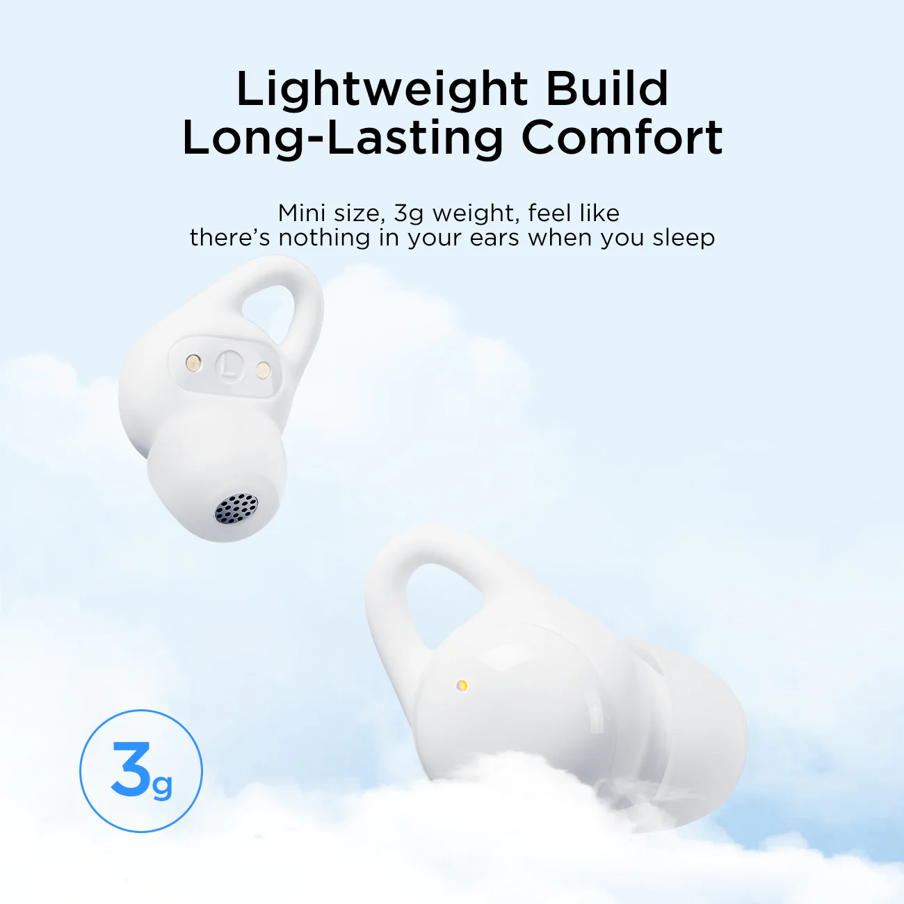 JR-TS2 True Wireless Sleep ANC Earbuds-White - Image 6