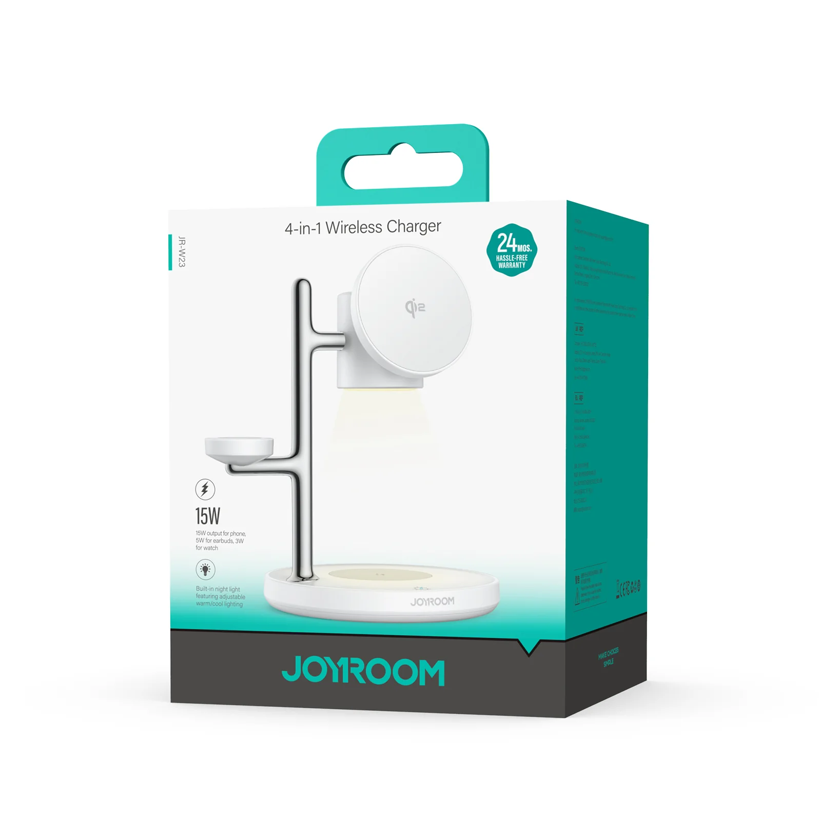 JR-W23 Qi2 4-in-1 Wireless Charger-White - Image 2