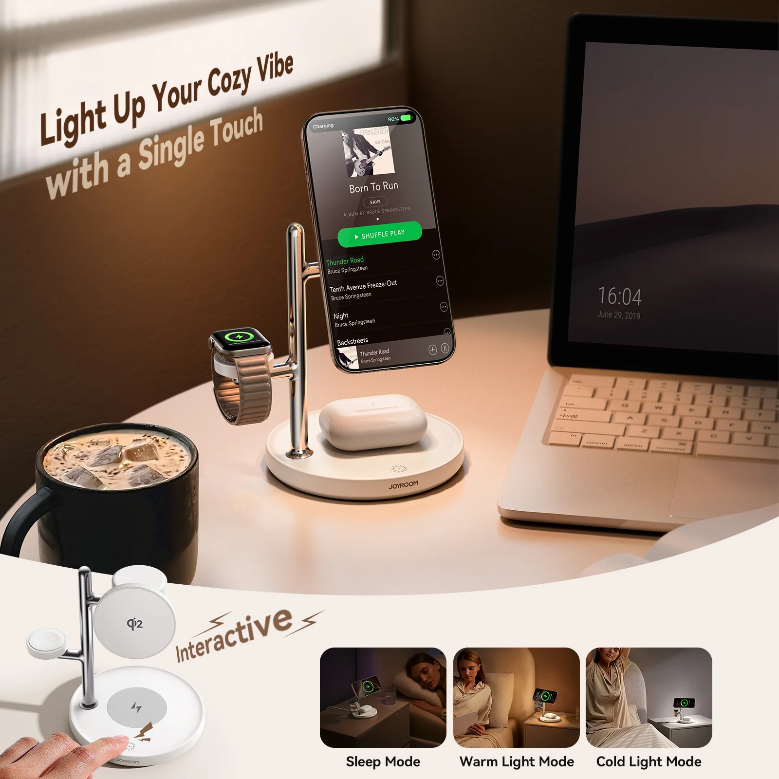 JR-W23 Qi2 4-in-1 Wireless Charger-White - Image 4