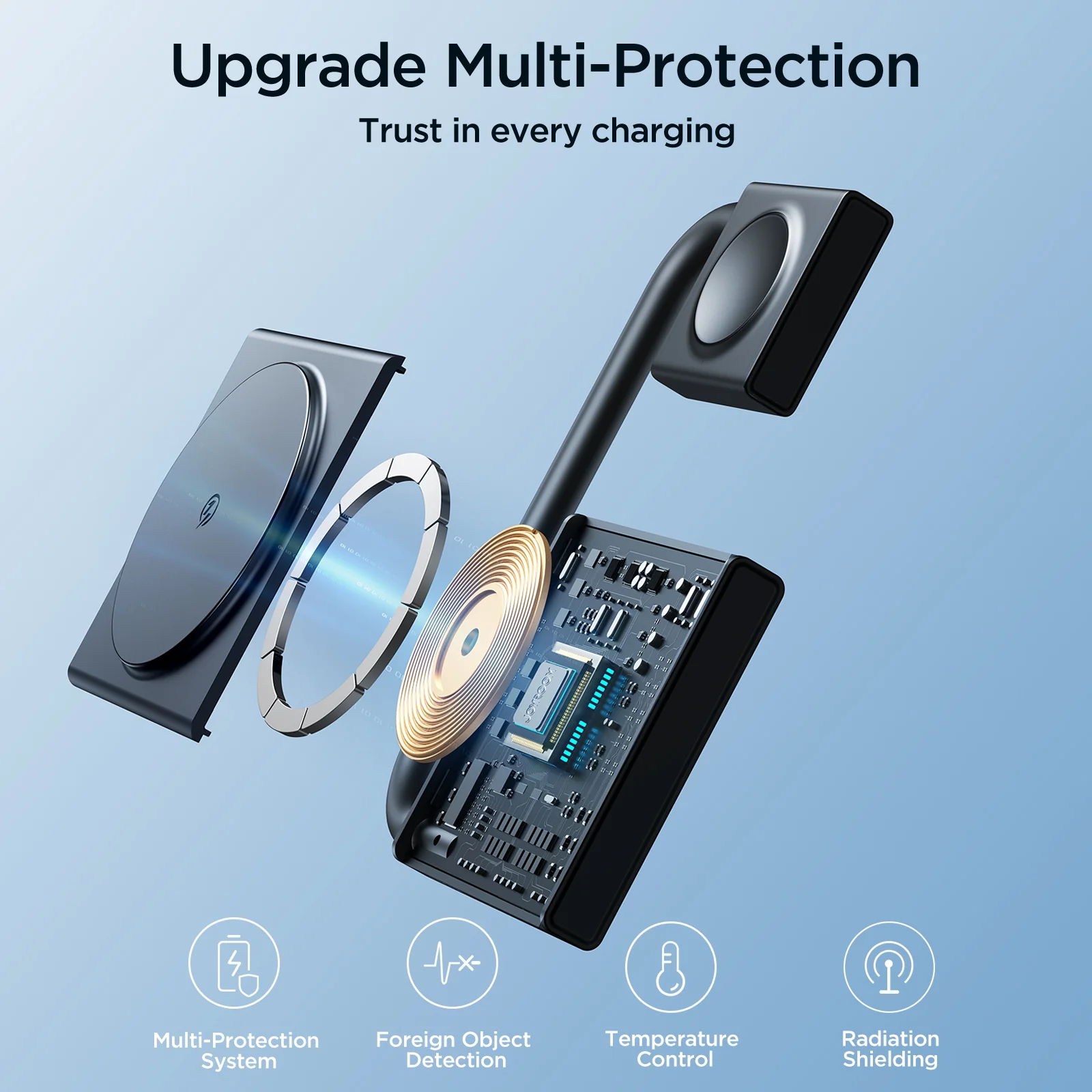 JR-WQN05 2 in 1 Foldable Wireless Charger-Black - Image 5