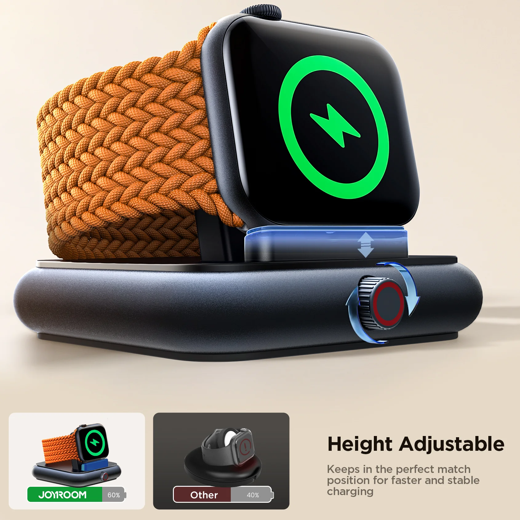 JR-WQW03 Wireless Watch Charger for iphone Watch series-Black - Image 4