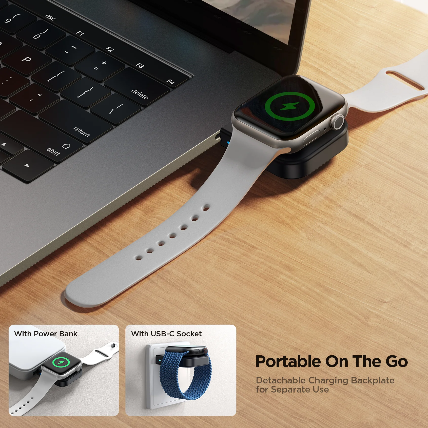 JR-WQW03 Wireless Watch Charger for iphone Watch series-Black - Image 7