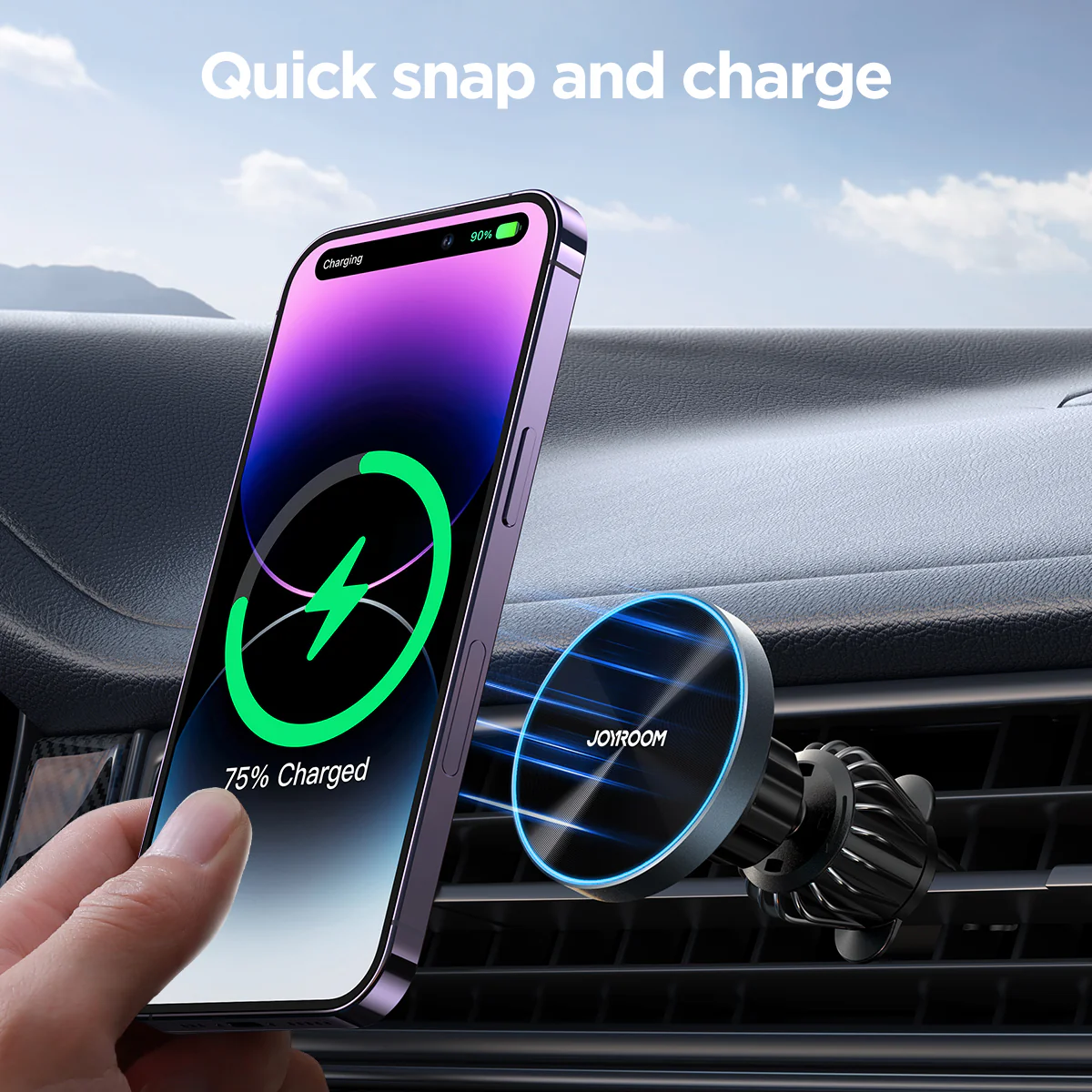 JR-ZS240 Pro magnetic wireless car charger-Black - Image 2