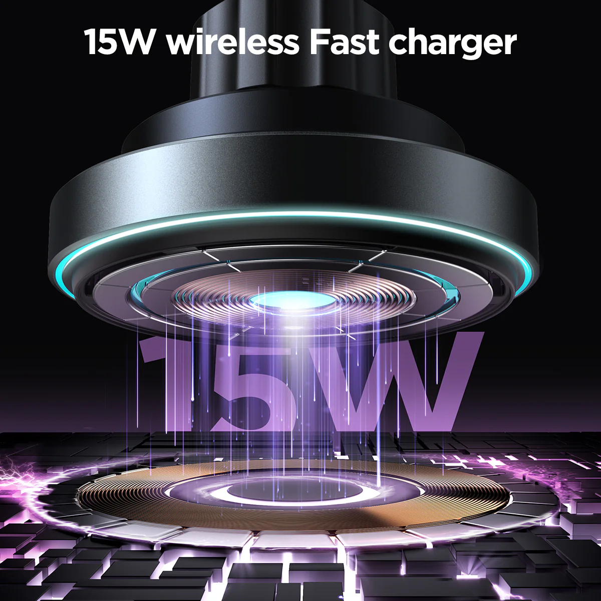JR-ZS240 Pro magnetic wireless car charger-Black - Image 3