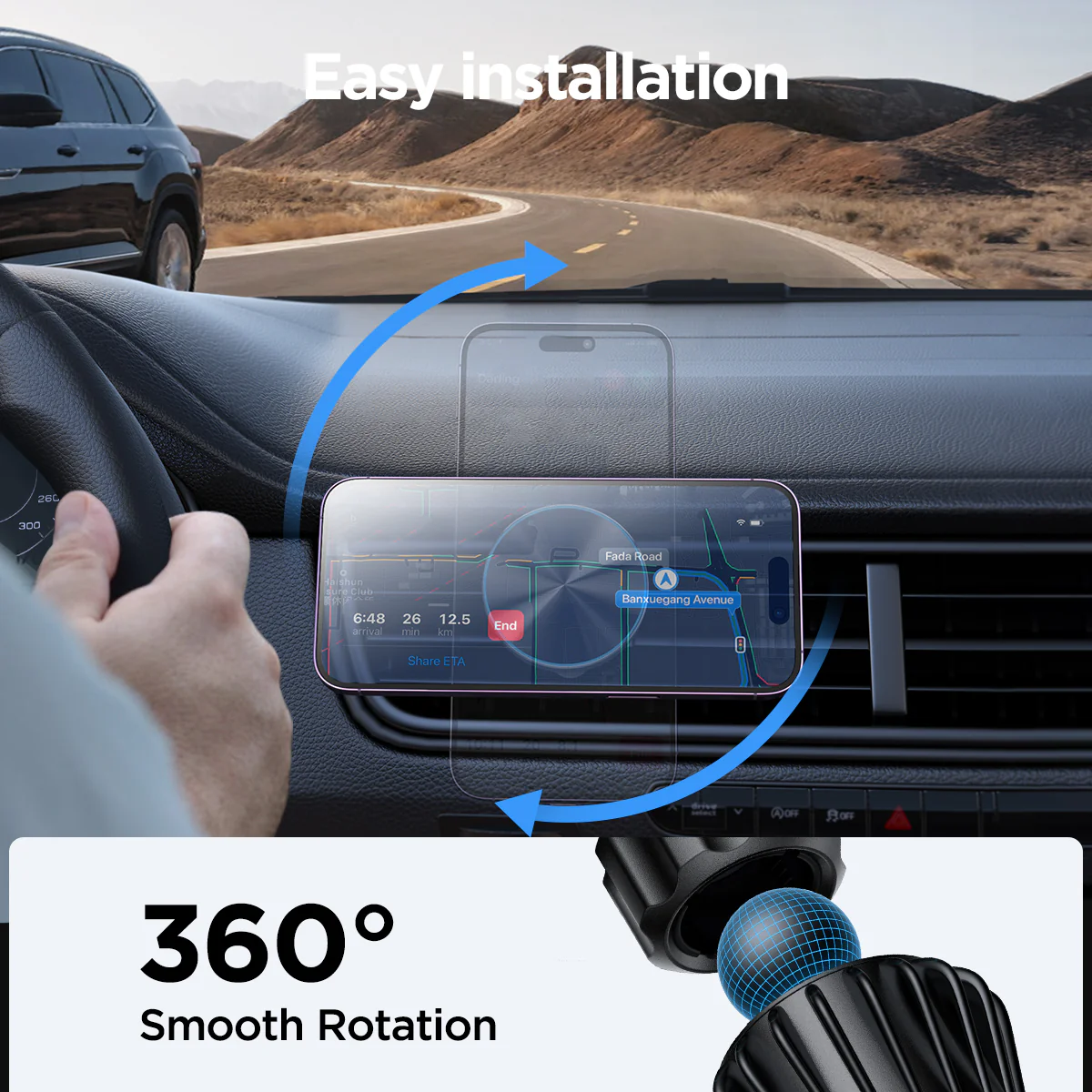 JR-ZS240 Pro magnetic wireless car charger-Black - Image 5