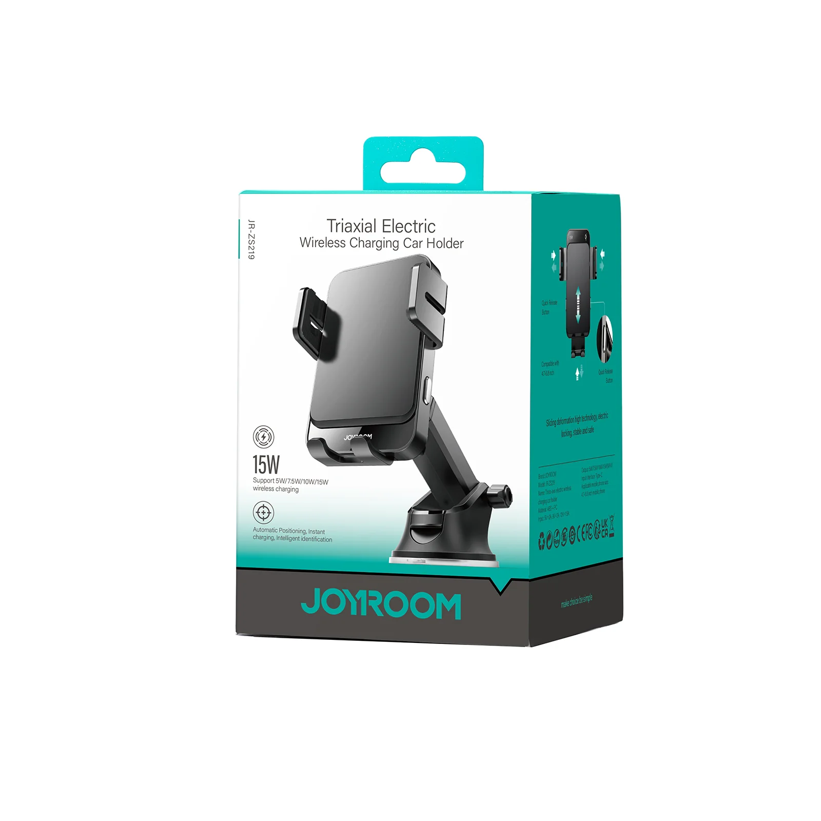JR-ZS219 Three-axis electric wireless charging car holder （dashboard）Black - Image 2
