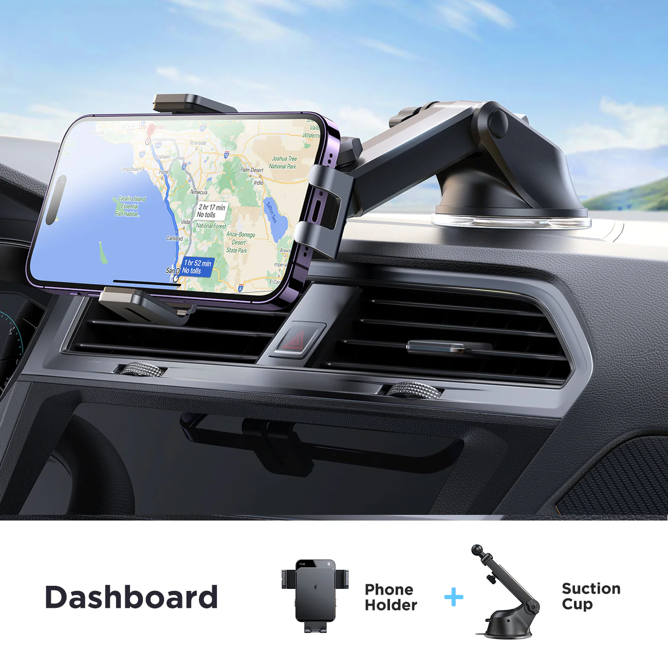 JR-ZS219 Three-axis electric wireless charging car holder （dashboard）Black - Image 4