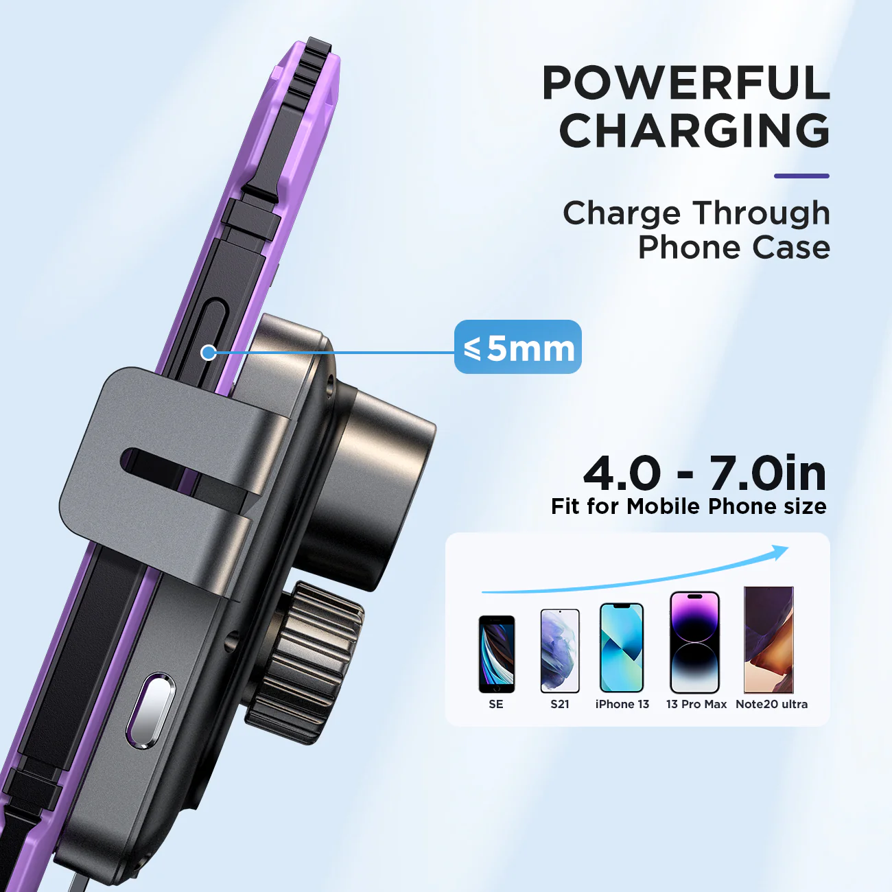 JR-ZS219 Three-axis electric wireless charging car holder （dashboard）Black - Image 7