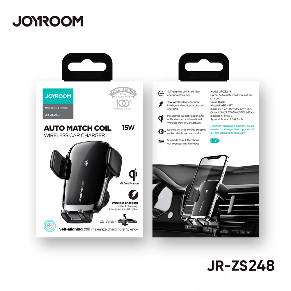 JR-ZS248 Electric Wireless Car Charger Holder air vent & dashboard & CD Version & suction cup version - Image 5
