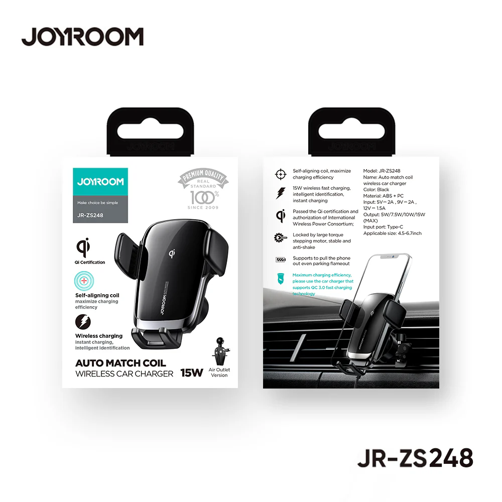 JR-ZS248 Electric Wireless Car Charger Holder air vent & dashboard & CD Version & suction cup version - Image 6