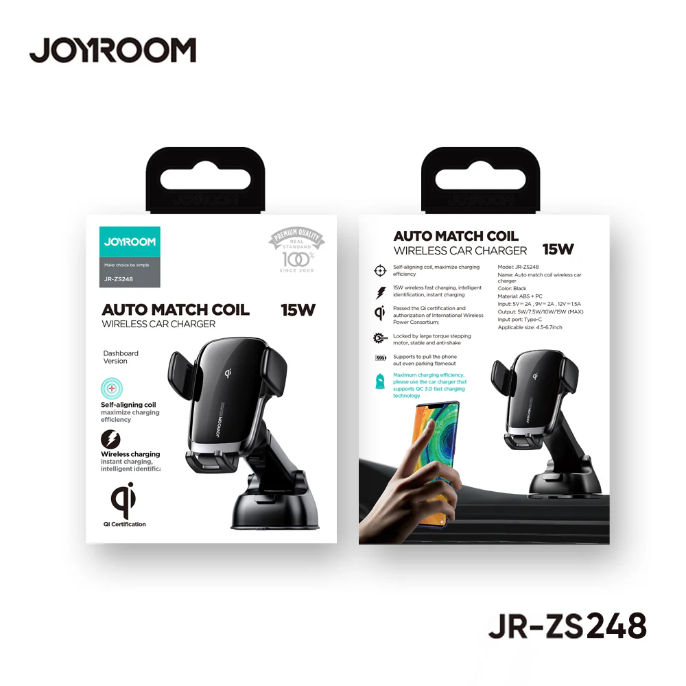 JR-ZS248 Electric Wireless Car Charger Holder air vent & dashboard & CD Version & suction cup version - Image 8