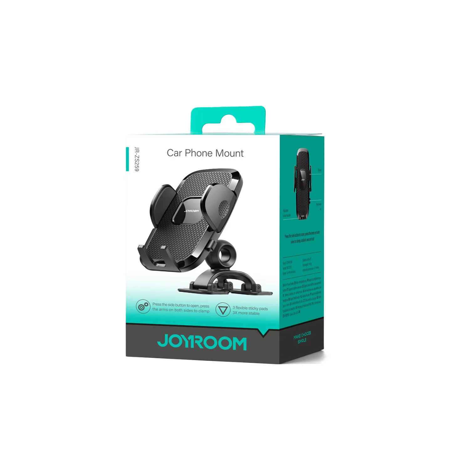 JR-ZS259 Car Phone three-jaw Holder-Black - Image 2