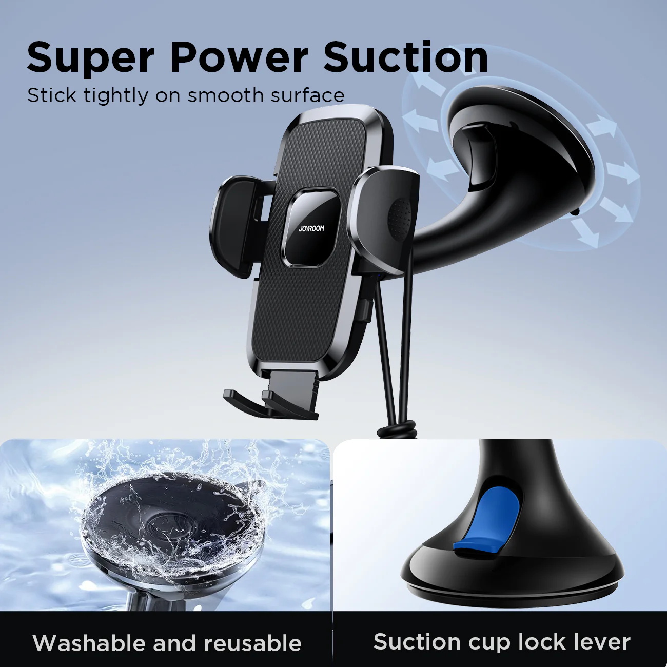 JR-ZS259 Mechanical Car Phone Holder (Windshield)-Black - Image 3