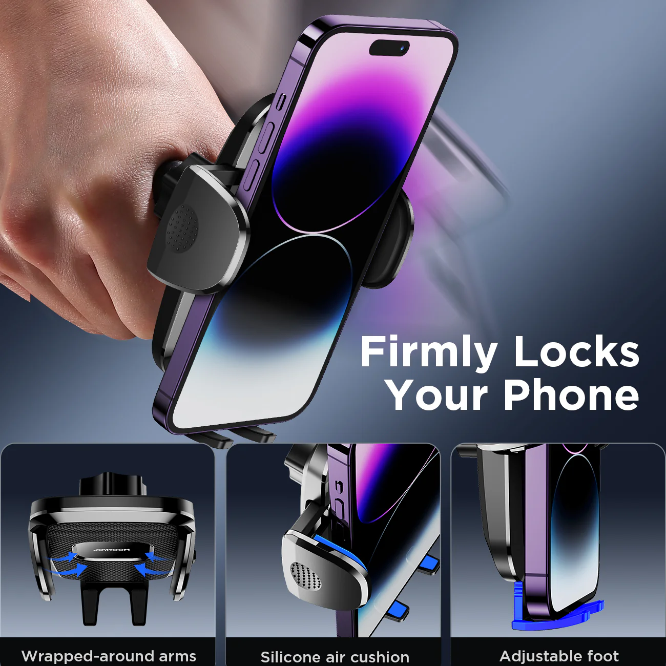 JR-ZS259 Mechanical Car Phone Holder (Windshield)-Black - Image 4