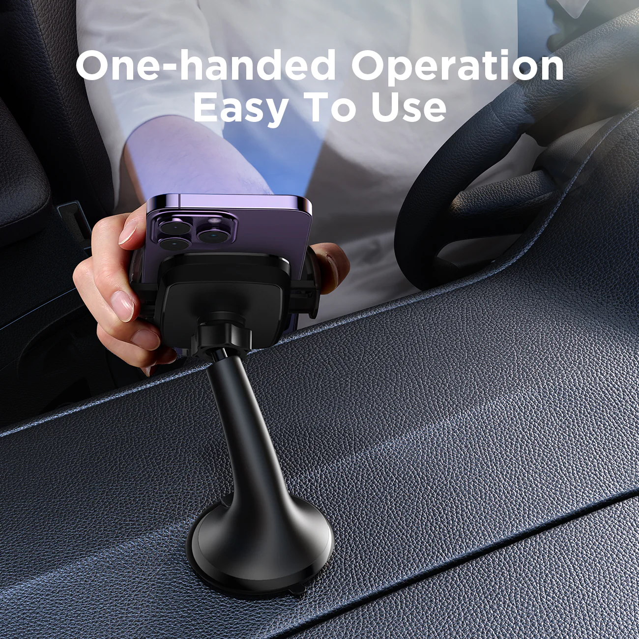 JR-ZS259 Mechanical Car Phone Holder (Windshield)-Black - Image 5