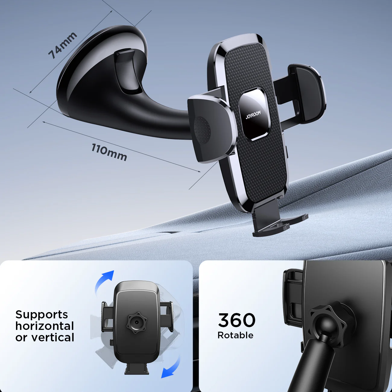 JR-ZS259 Mechanical Car Phone Holder (Windshield)-Black - Image 6