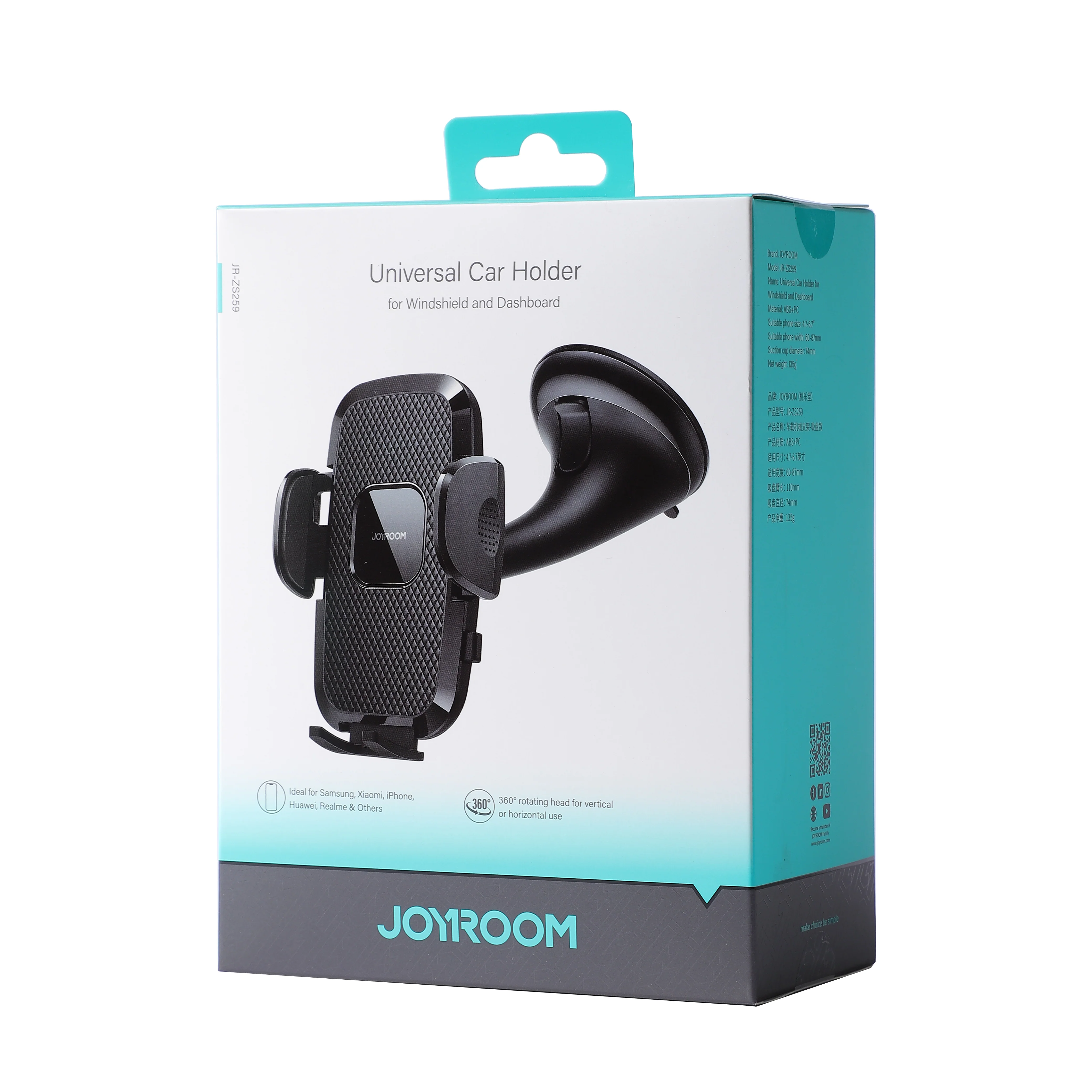 JR-ZS259 Mechanical Car Phone Holder (Windshield)-Black - Image 8