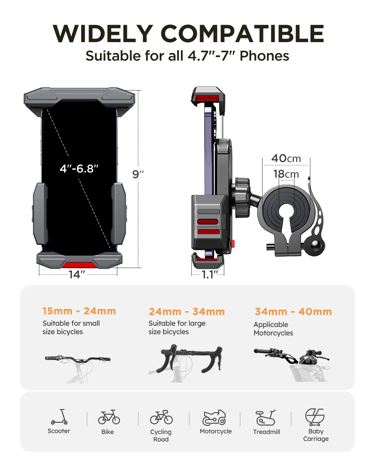 JR-ZS265 Bike Phone Mount-Black - Image 2
