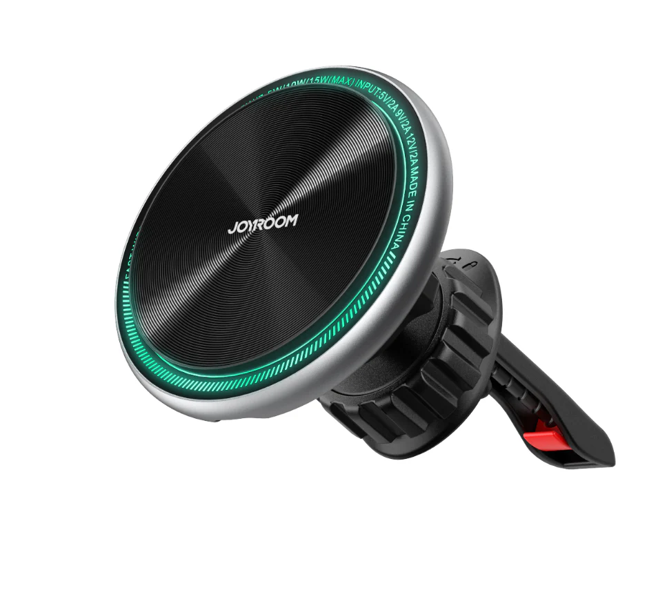JR-ZS290 Magnetic Wireless Car Charger Holder with LED Letter Ring holder air vent & dashboard - Image 2