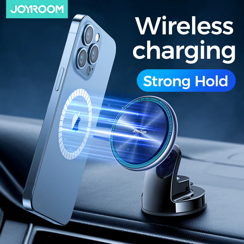 JR-ZS290 Magnetic Wireless Car Charger Holder with LED Letter Ring holder air vent & dashboard - Image 4