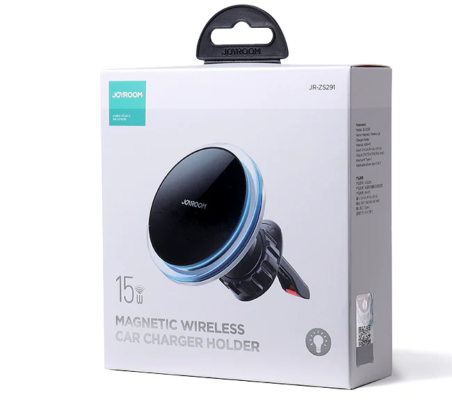 JR-ZS291 Magnetic Wireless Car Charger Holder with LED Letter Ring holder air vent - Image 3