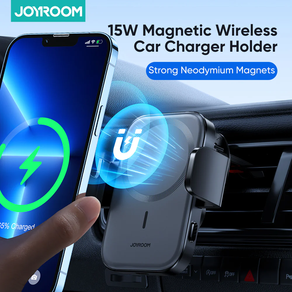 JR-ZS295 Magnetic Wireless Car Charger Holder air vent & dashboard - Image 3