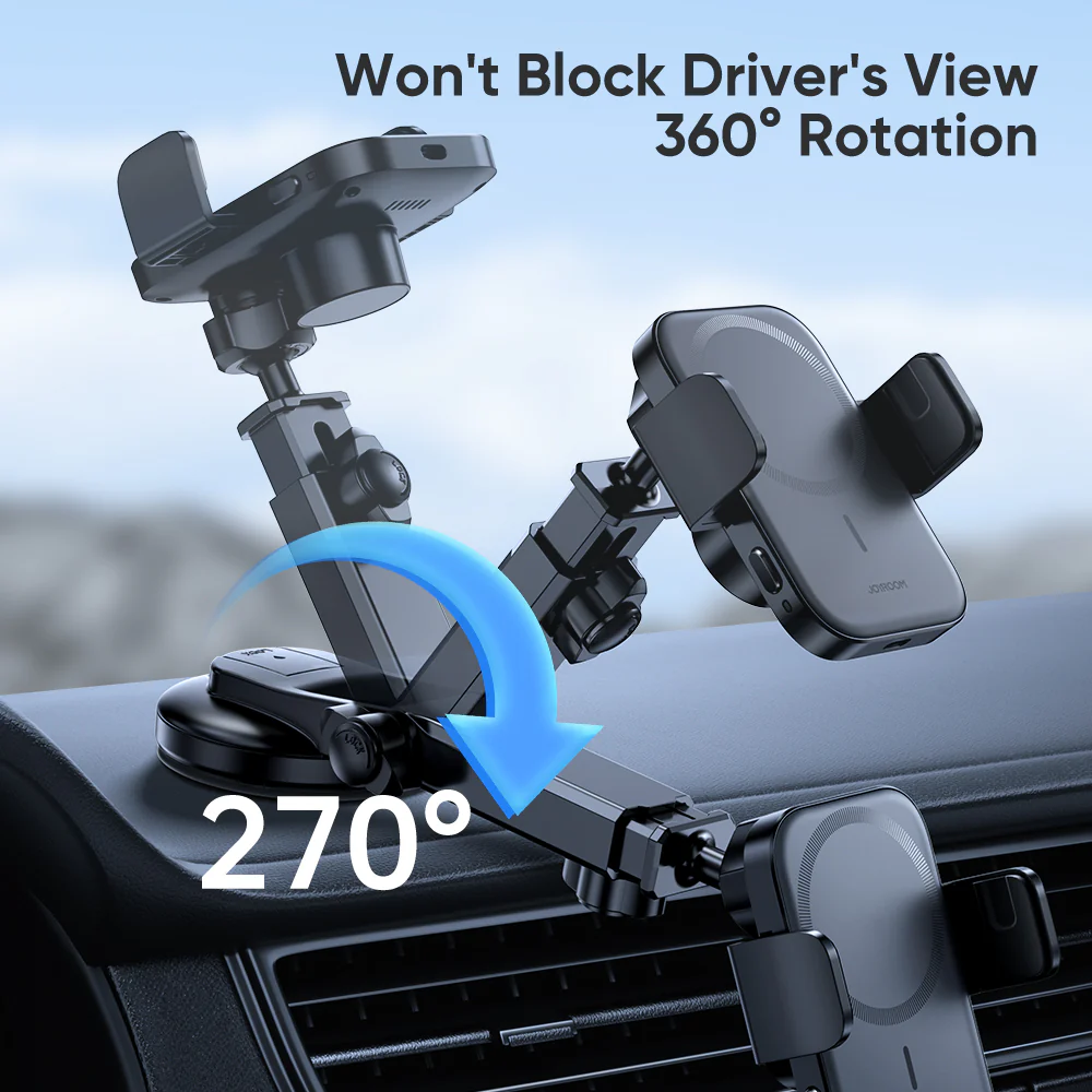 JR-ZS295 Magnetic Wireless Car Charger Holder air vent & dashboard - Image 5