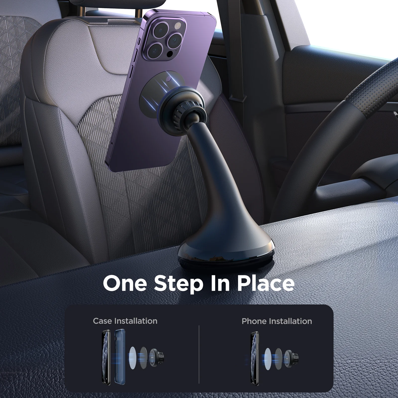 JR-ZS356 Magnetic Car Phone Mount (Windshield)-Black - Image 5