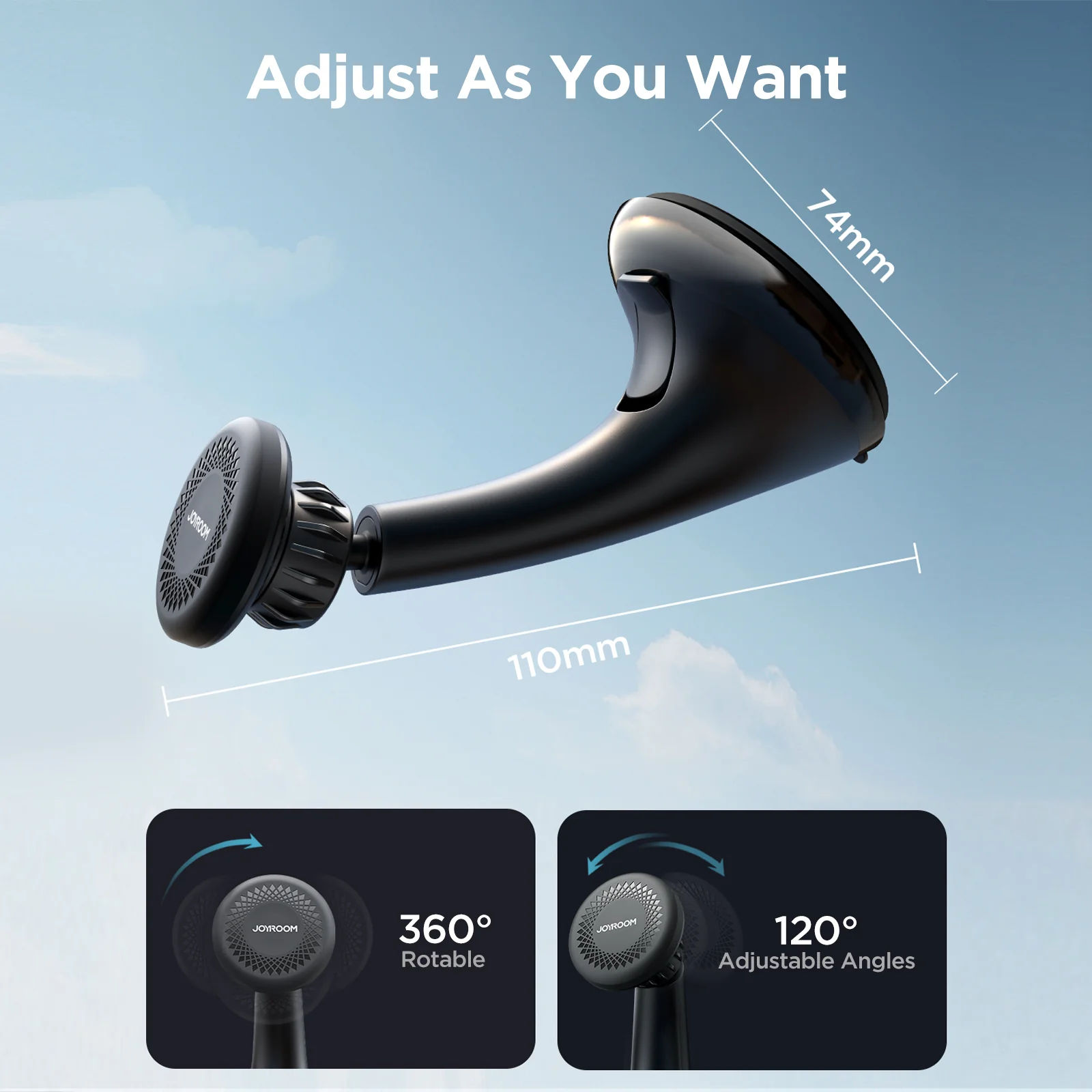 JR-ZS356 Magnetic Car Phone Mount (Windshield)-Black - Image 6