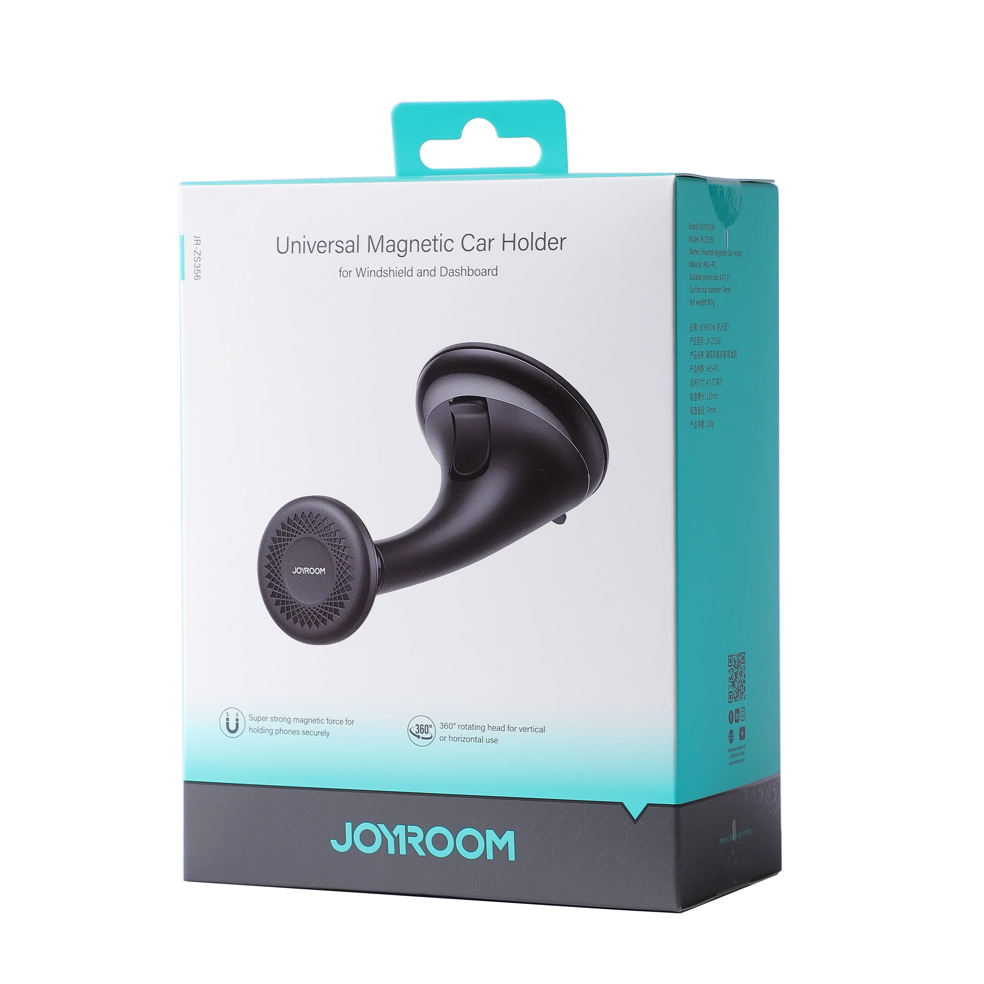 JR-ZS356 Magnetic Car Phone Mount (Windshield)-Black - Image 8