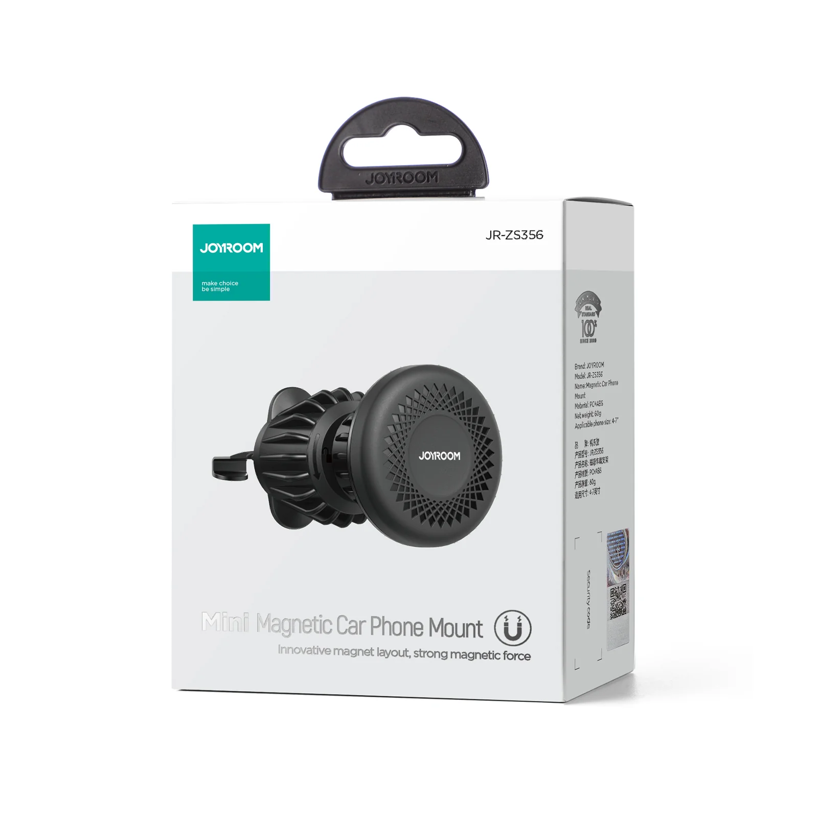 JR-ZS356 Magnetic Car Phone Mount(Air Vent/Dashboard) -Black - Image 6