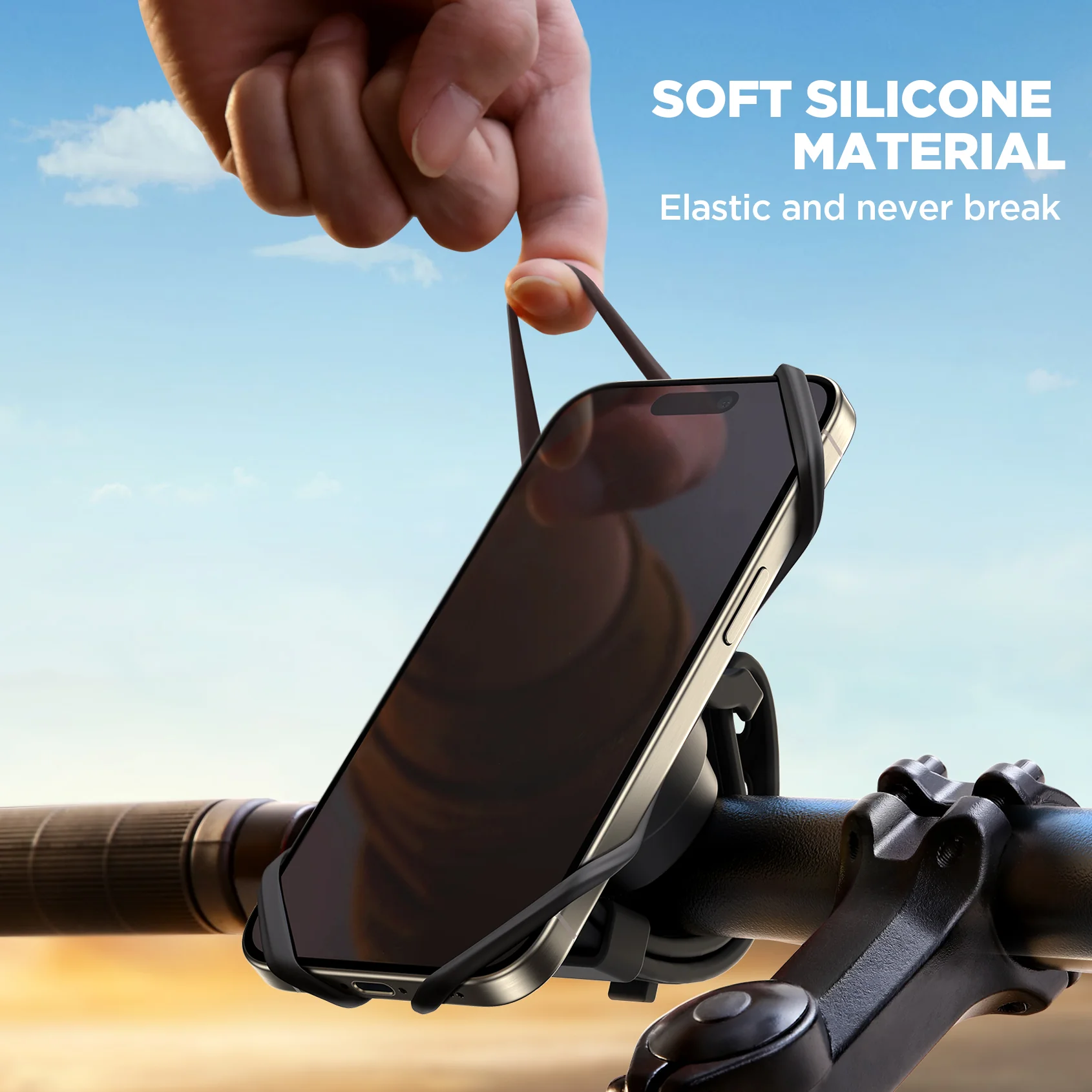 JR-ZS382 Silicone Bike Phone Mount Holder-Black - Image 3