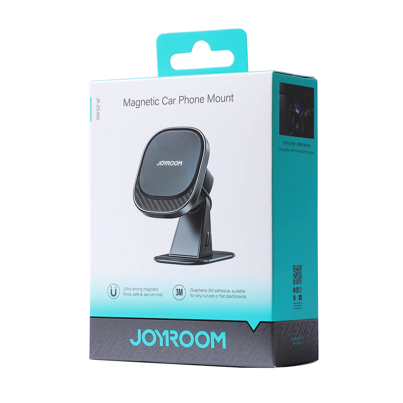 JR-ZS400 Magnetic Car Phone Mount (Air Vent/Dashboard)  Black - Image 4