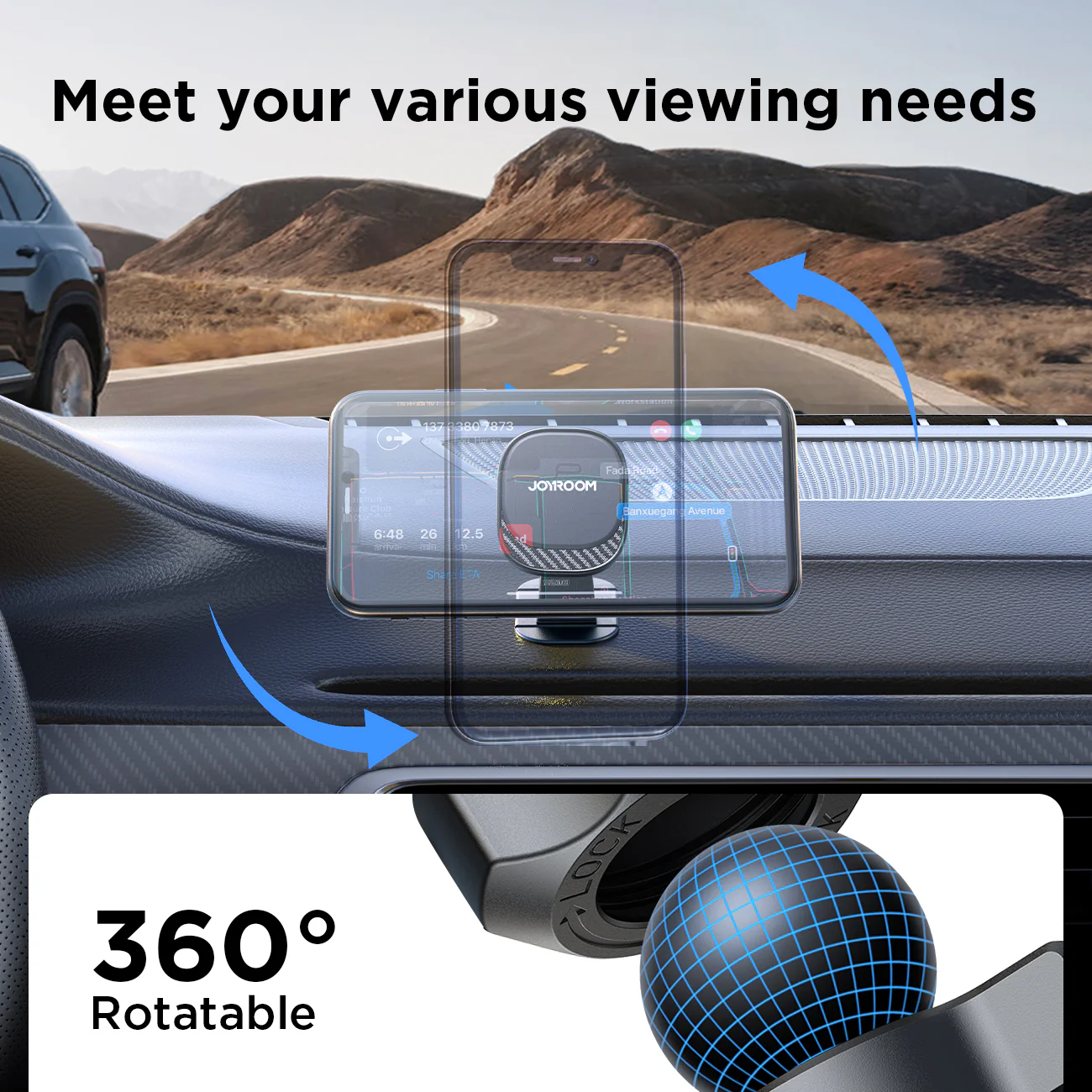 JR-ZS400 Magnetic Car Phone Mount (Air Vent/Dashboard)  Black - Image 7