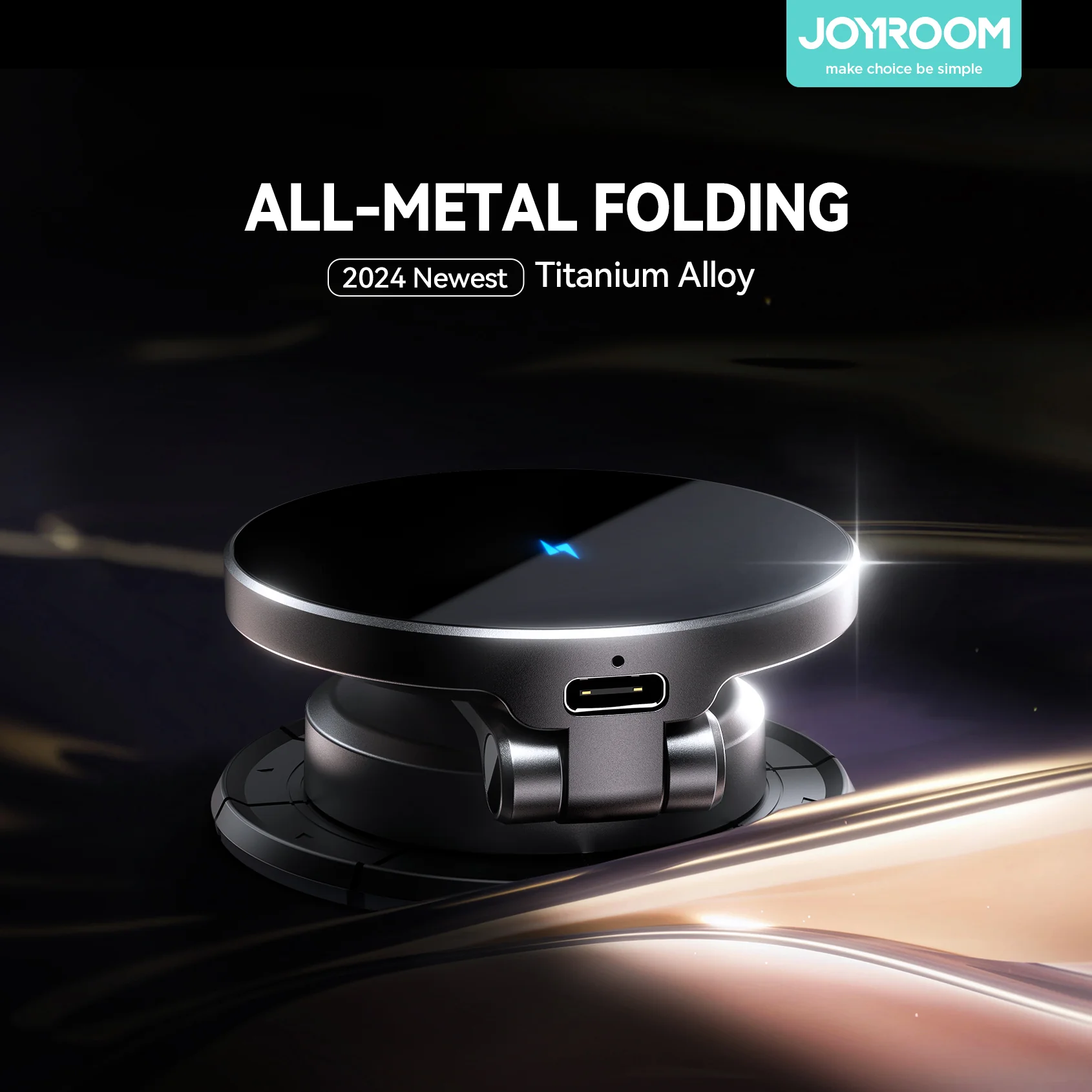 JR-ZS408 Magnetic Wireless Car Charger Holder-Black - Image 3