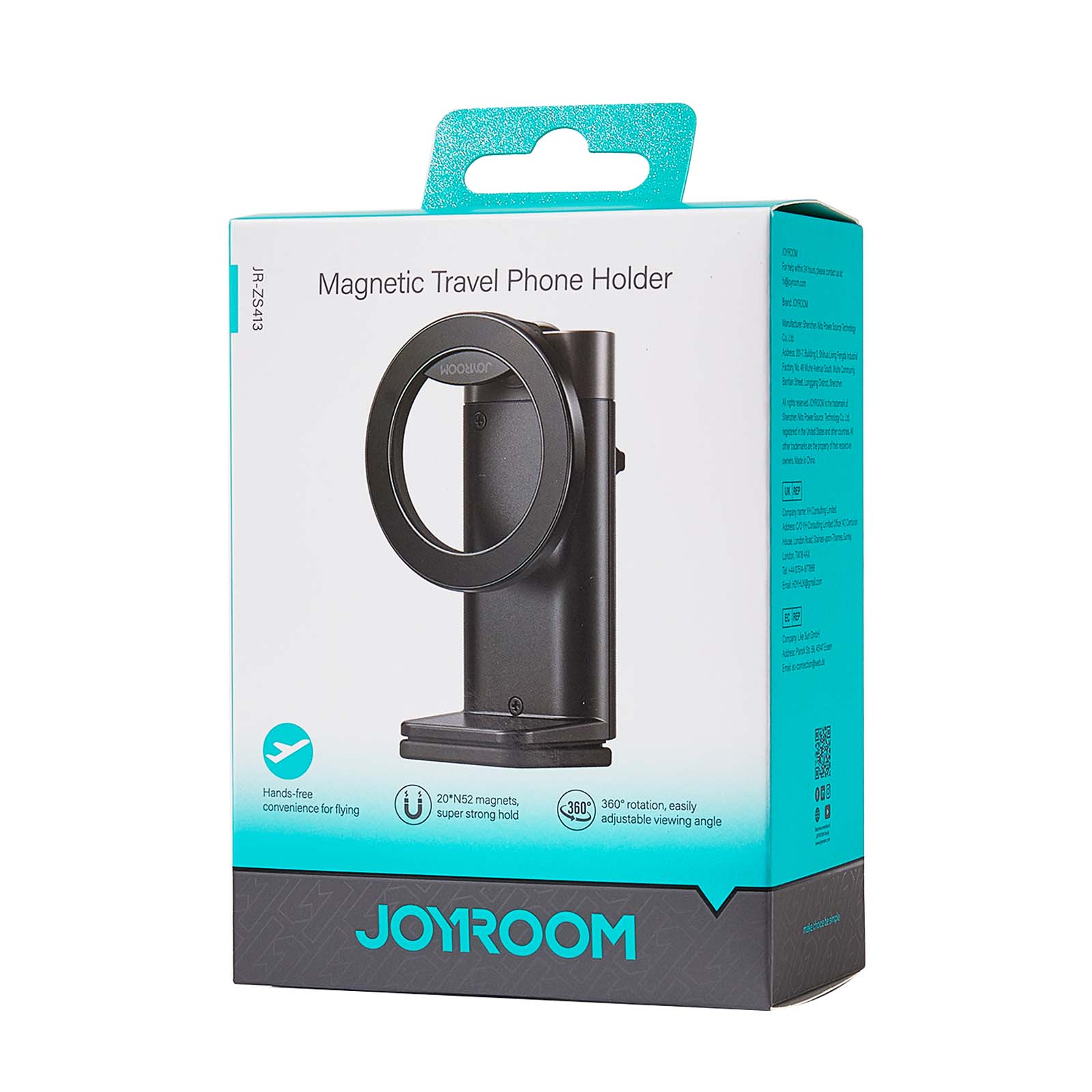 JR-ZS413 Magnetic Travel Phone Holder -Black - Image 2