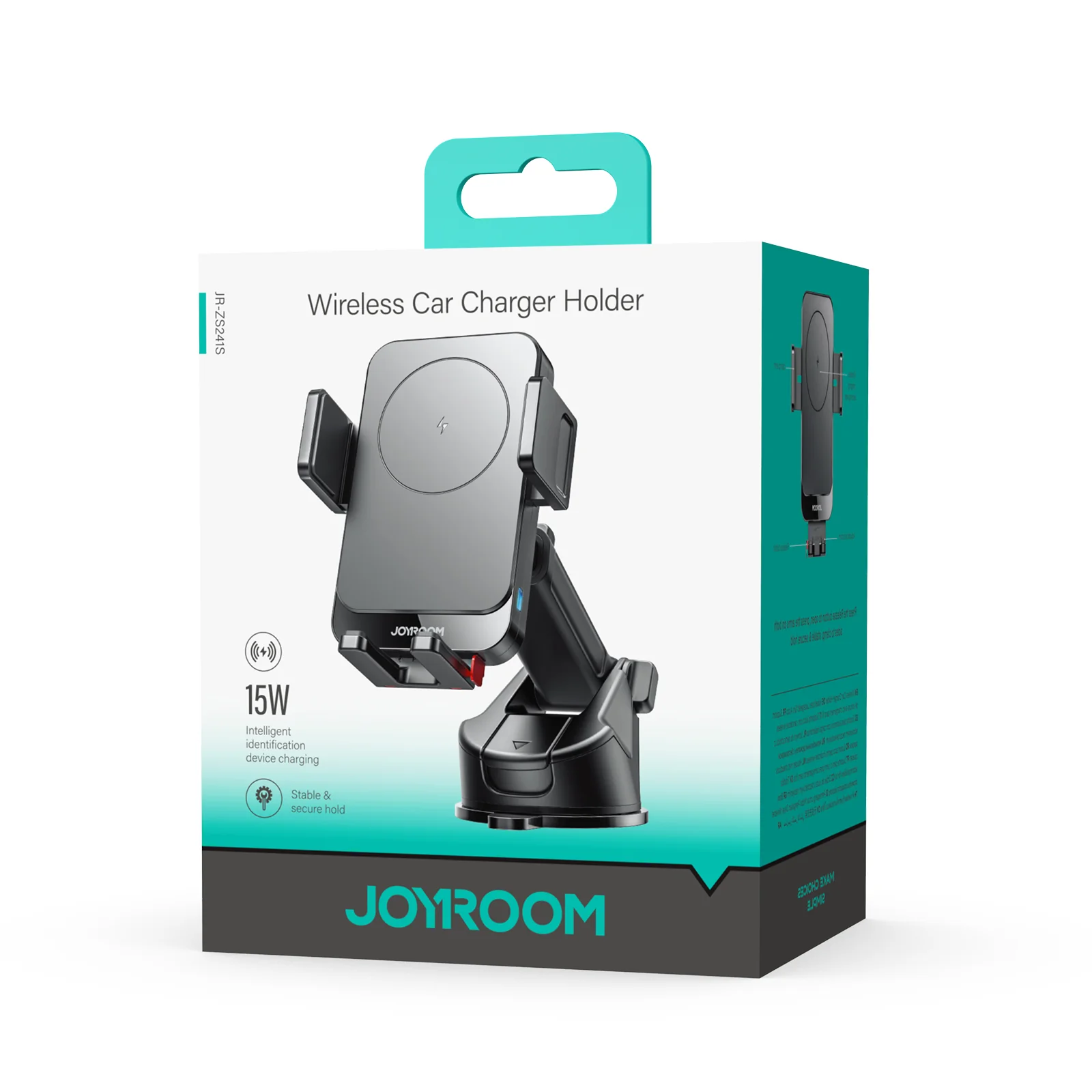 JR-ZS241S Wireless Car Charger Holder-Black - Image 2