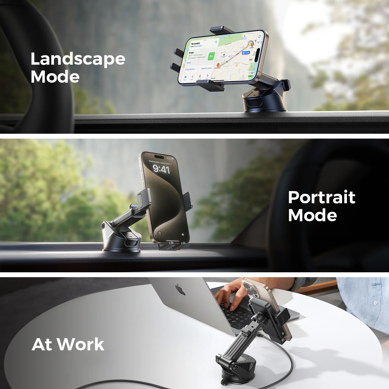 JR-ZS241S Wireless Car Charger Holder-Black - Image 3