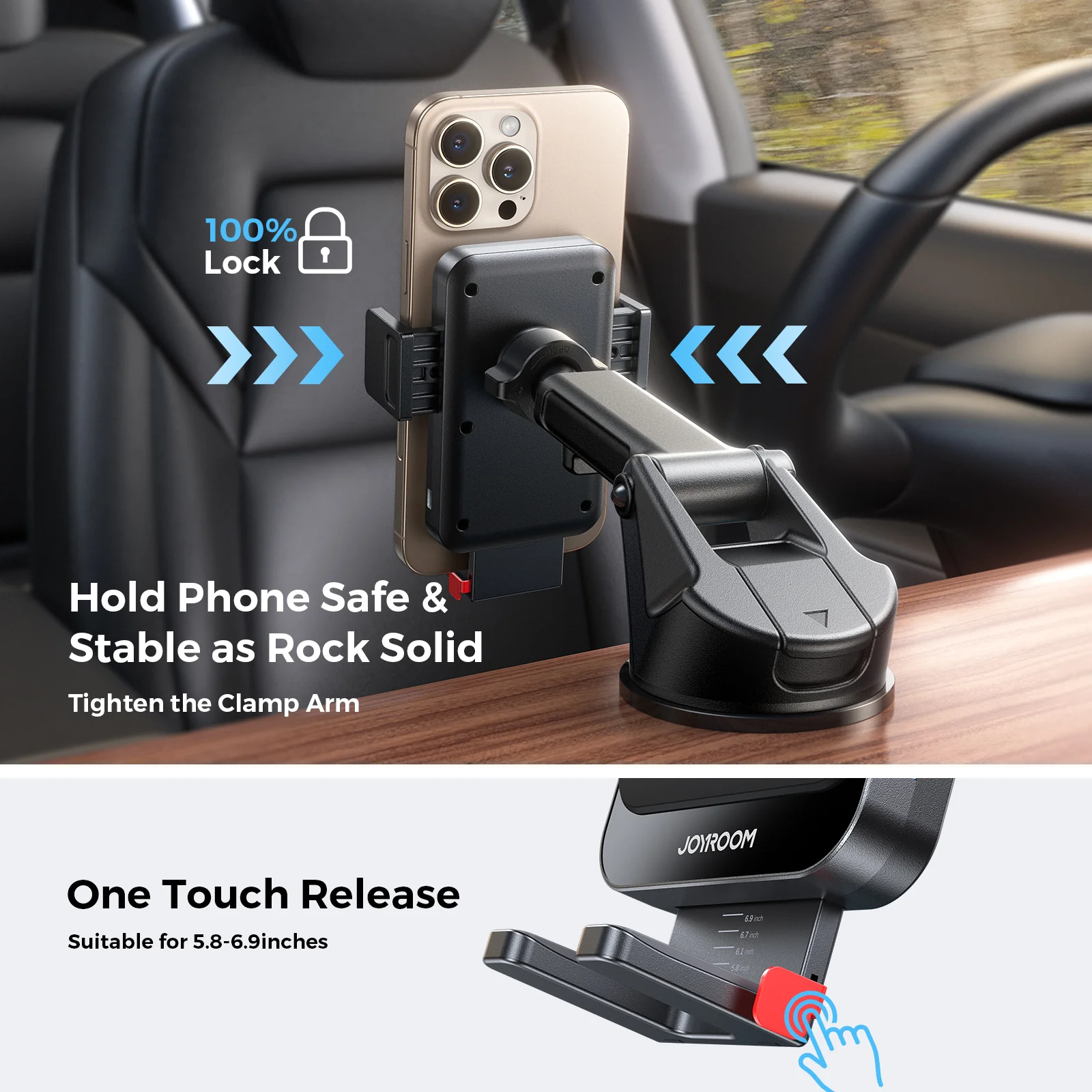 JR-ZS241S Wireless Car Charger Holder-Black - Image 5