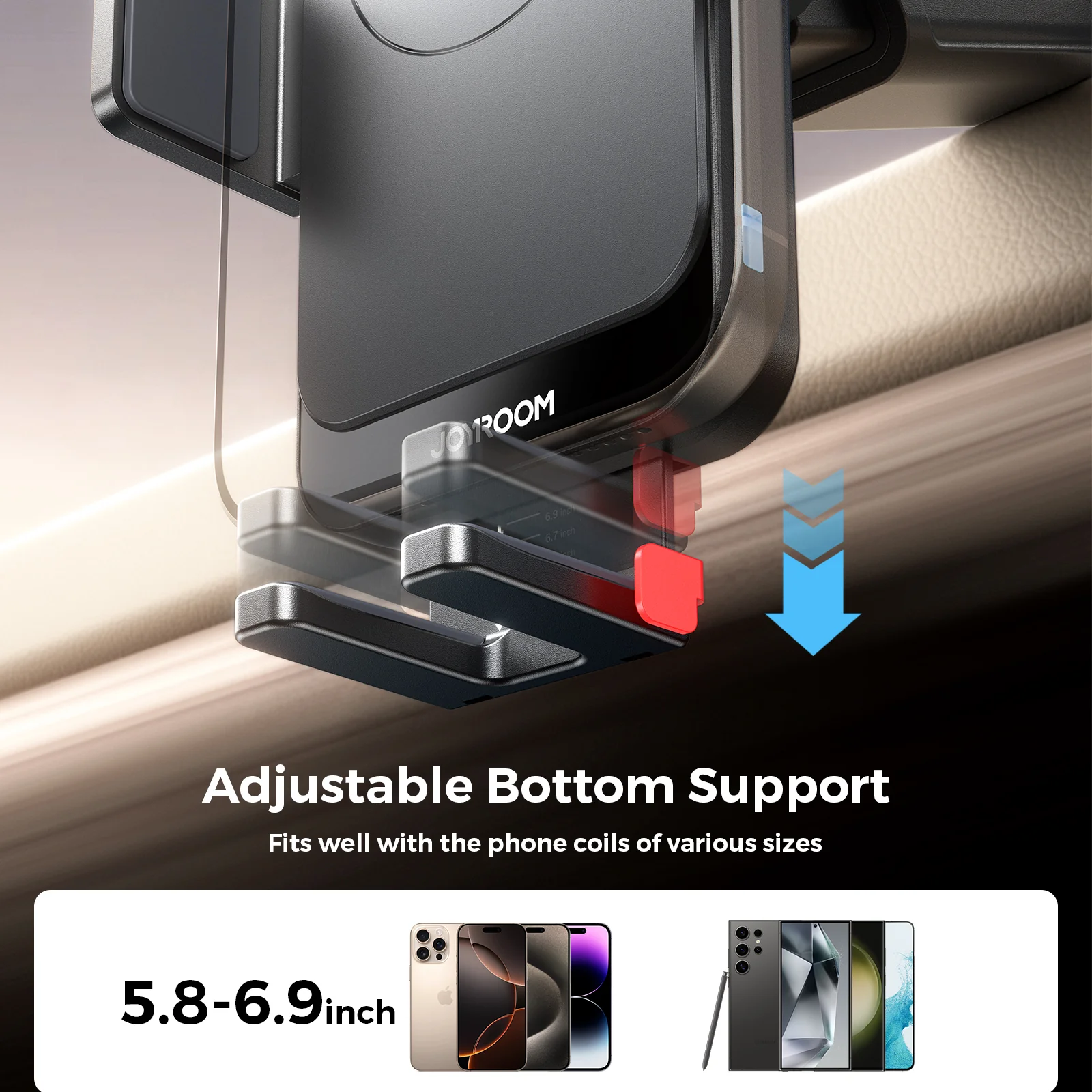 JR-ZS241S Wireless Car Charger Holder-Black - Image 6