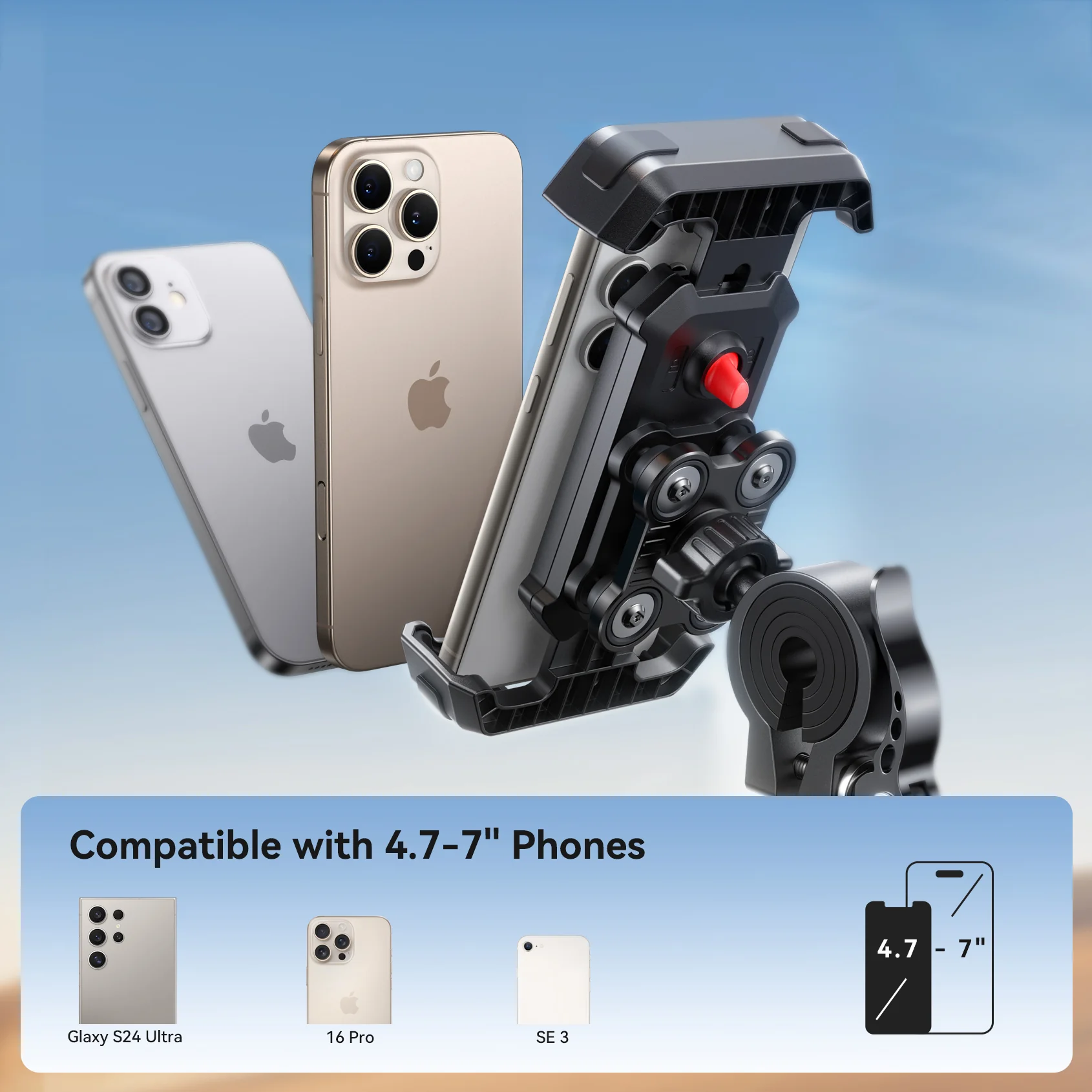JR-ZS428 Shockproof Bike Phone Mount-Black - Image 3