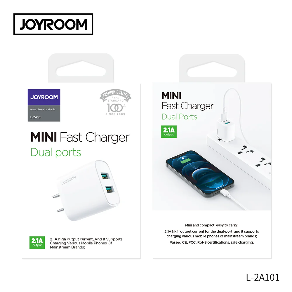 L-2A101 2.1A Dual ports mini fast charger EU/UK/US - Image 4